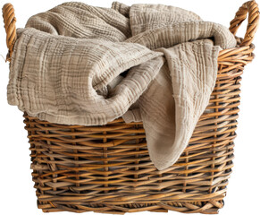Obraz premium Beige fabric in a wicker basket