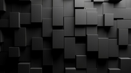 Abstract background of black 3D cubes.