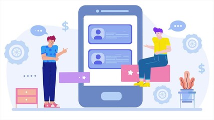 digital communication and social interaction illustration business animated video