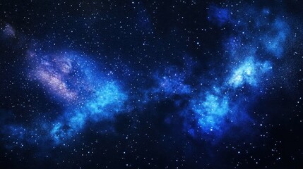 Fototapeta premium A stunning depiction of a starry galaxy with vibrant blue hues and scattered stars.