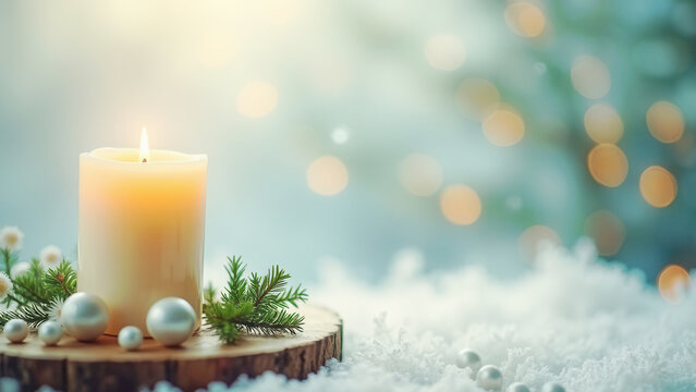 Beautiful christmas candle with copy space