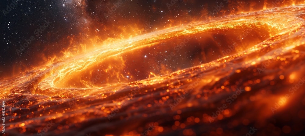 Poster infographic showing the effects of tidal forces from a black hole where 3d light and matter are stre