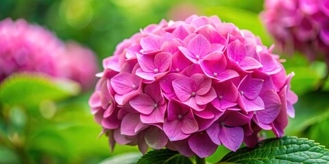 Fototapeta premium Close up of a pink hydrangea with isolated background, pink, hydrangea, flower, close up, isolated, pink flower, nature, bloom