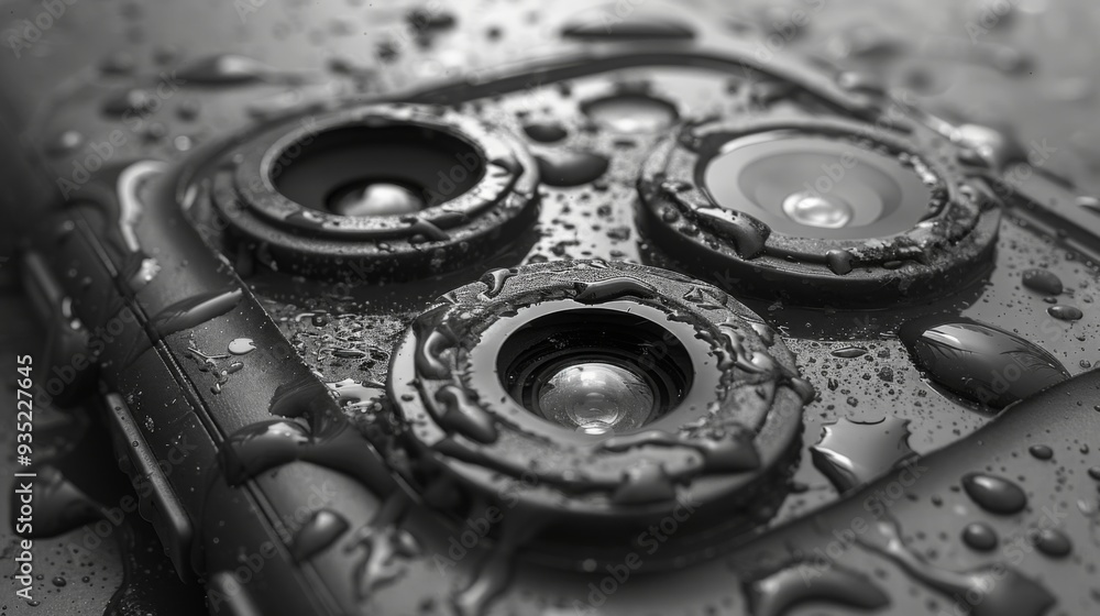 Poster illustrate a shattered rear camera lens on a broken smartphone, hindering users from capturing clear
