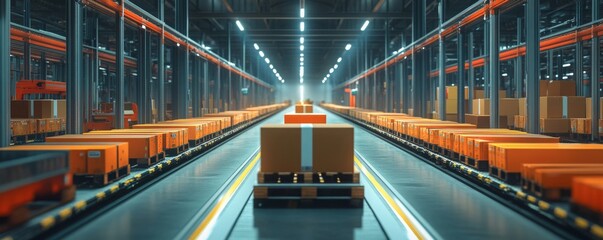 Naklejka premium High-tech logistics with automated systems, efficiency economy