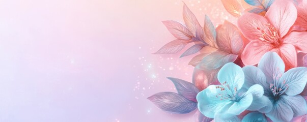 A gentle pastel gradient background adorned with a muted floral overlay.