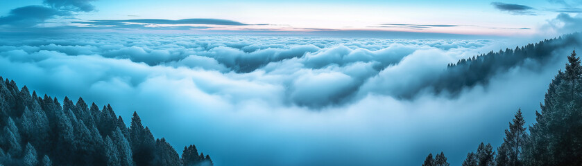 Fototapeta premium panoramic view from above the clouds in the sky as a motivation concept