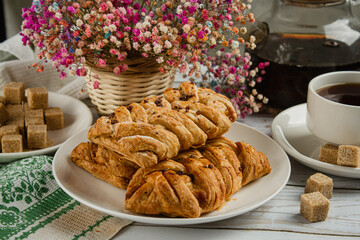 Sweet breakfast on a light table