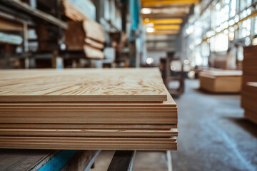 wooden sheet in an industrial wood factory for environmental friendly construction works