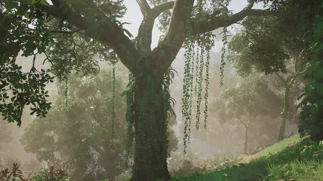 The beautiful scene of tropical rain forest