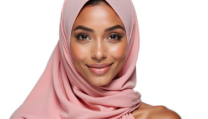 Portrait of an Emirati Woman Isolated on Transparent or White Background for Beauty Product Promotion Closeup Shot in Pose