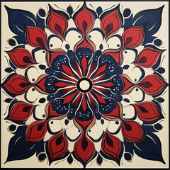 Patriotic Floral Mandala in Red, White, and Blue