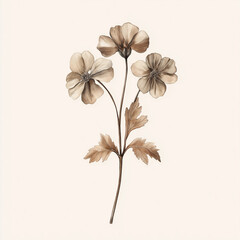 hand draw watercolor realistic bouquet fall flower, white background illustration, light brown and white, muted colors,fall colors flowers