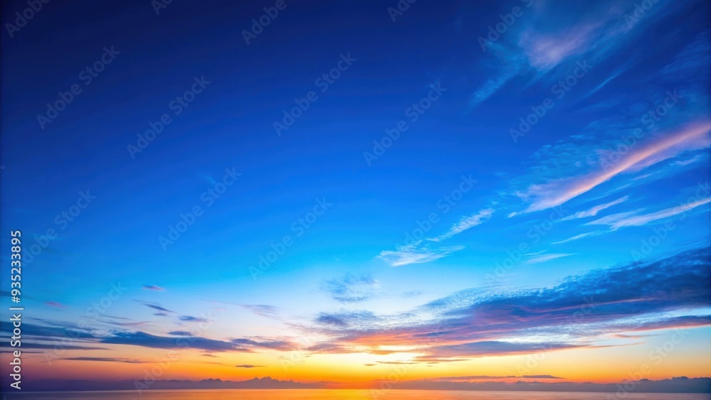 Wall mural blue hour sky with soft gradient colors blending in the horizon, blue hour, sky, colors, gradient, d