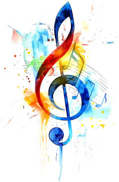 Colorful treble clef art