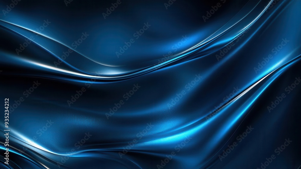 Aufkleber abstract blue and silver flowing lines. dynamic and modern design with a smooth, glossy texture. per