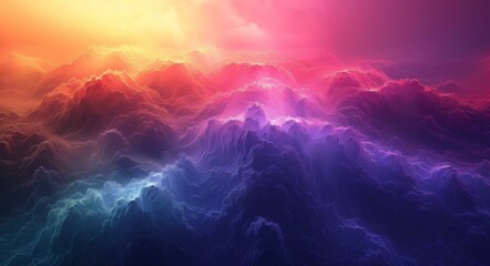 Vibrant Pink, Orange, and Purple Neon Clouds in Space
