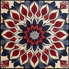 Patriotic Floral Mandala in Red, White, and Blue