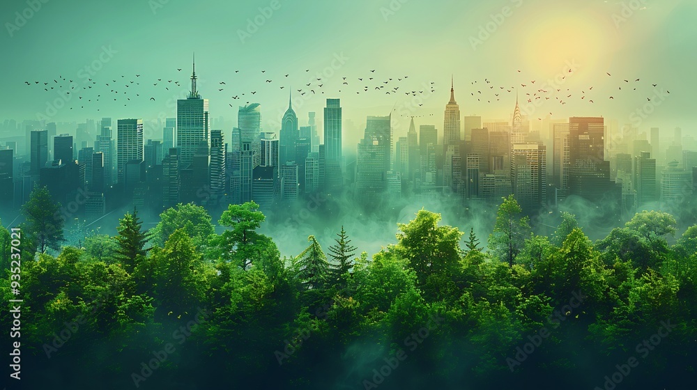 Poster infographic showing the integration of sustainable development principles in urban planning with vis