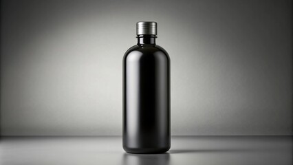 Black bottle mockup for cosmetic or beverage product, black, bottle, mockup, product, packaging, design, blank