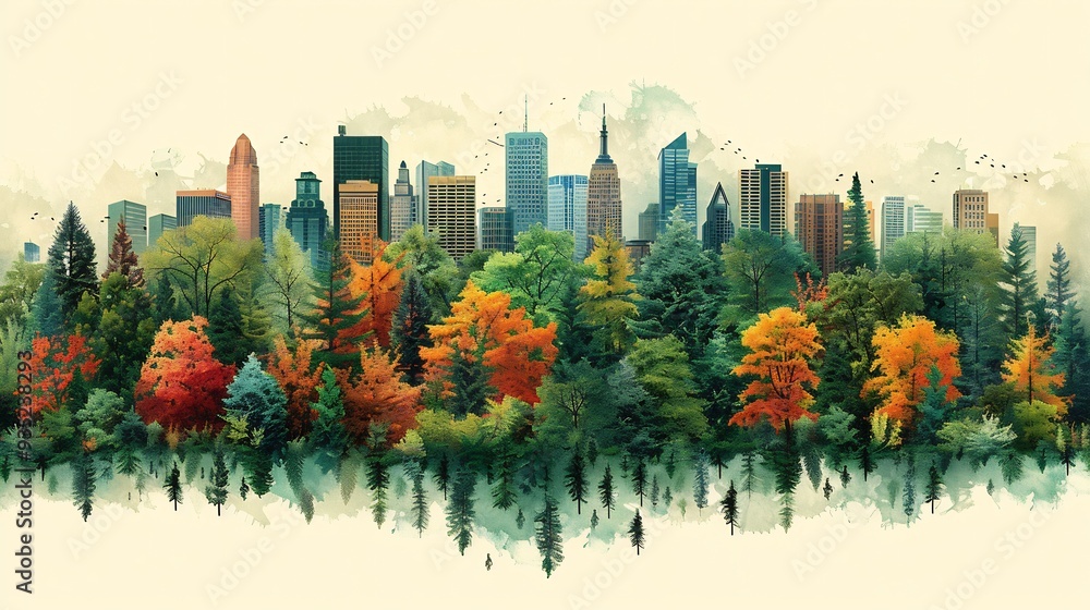 Poster infographic showing the integration of sustainable development principles in urban planning with vis