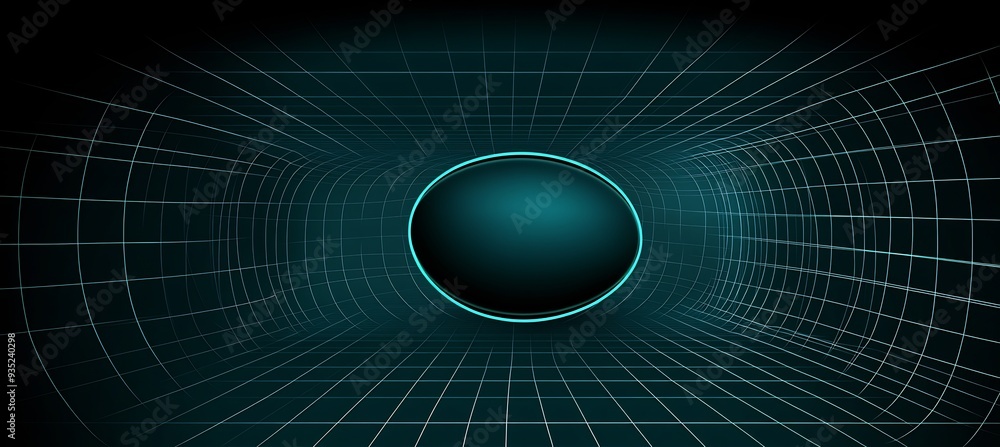 Poster infographic showing the photon sphere of a black hole with 3d light trapped in a perfect orbit surro