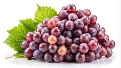 Close-up shot of fresh grapes isolated on a white background, grapes, fruit, vine, green, red, ripe, healthy, organic, food