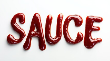 Sauce Spelled Out With Dripping Sauce, Isolated On White Background, Ideal For Culinary-Themed Designs And Restaurant Promotions . Generative ai