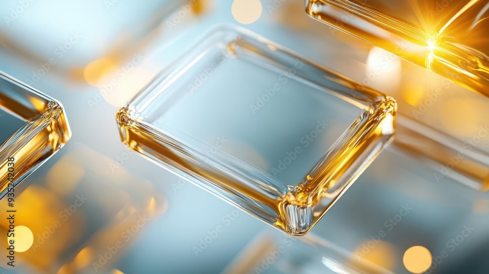 Aufkleber abstract background with sparkling glass blocks and bokeh lights.