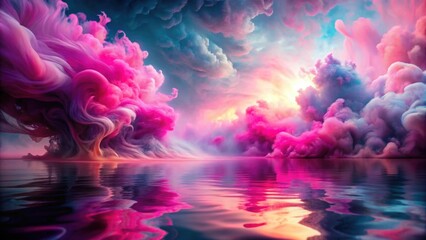 Fototapeta premium Vivid pink colors melting and blending together, creating a dreamy and surreal effect, melting, pink, blending, soft