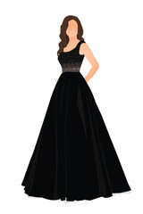 Fototapeta premium woman in black dress fashion