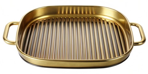 Brass grilling pan for BBQ , cooking, outdoor, grilling, barbecue, food, utensil, tool, kitchen, shiny, metal, cookware, picnic