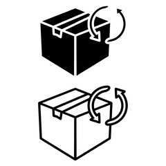 Return Parcel Box Line Icon. Exchange Package of Delivery Service Linear Pictogram. Arrow Back Shipping Return Goods Outline Icon. Refund Product in Box. Editable Stroke. Isolated Vector Illustration.