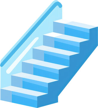 recommend clip art: Blue staircase with railing