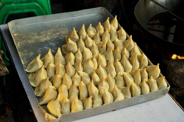 Samosa before frying, Haldwani, Nainital, Kumaon, Uttarakhand, India, Asia