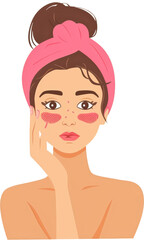 Woman with pink patches