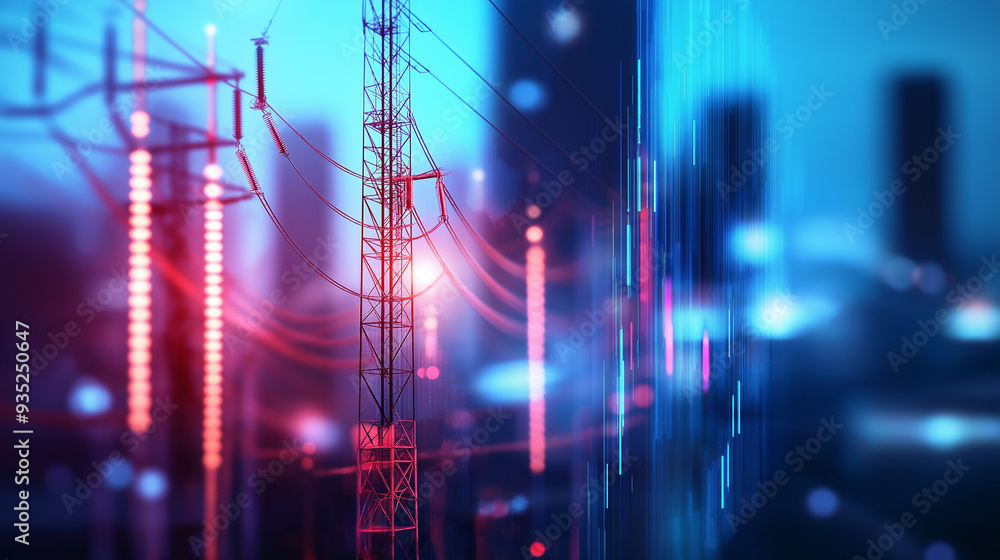 Poster a visually striking bar graph with upward-extending bars, illustrating the sharp rise in electricity