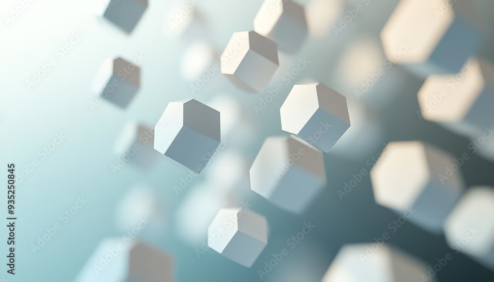 Poster abstract 3d hexagons in motion.