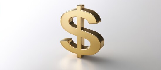 Golden Dollar Sign on a White Background