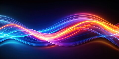 Fototapeta premium Dynamic wave of vibrant blue, purple, and orange light for energetic backgrounds, vibrant, wave, colorful, light, blue
