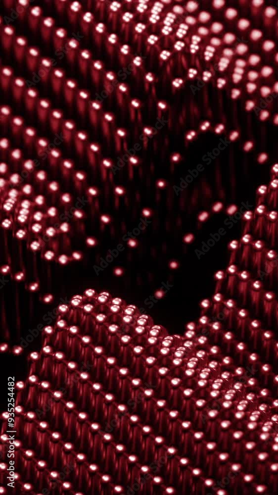 Poster abstract waving technological clouds of particles. design. falling down tiny spheres on a black back