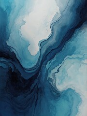Blue and white waves as an abstract background 3d render illustration, sea and oceanic fantasy themed