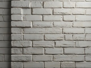 Fototapeta premium White empty wall, made of little white bricks in an order, abstract background wallpaper