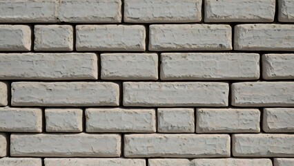 Fototapeta premium White empty wall, made of little white bricks in an order, abstract background wallpaper