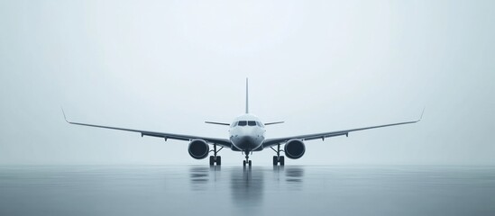 Airplane on Runway in Fog