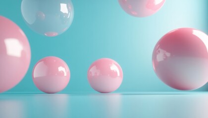 Floating Pink and Blue Spheres on a Blue Background.