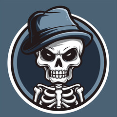 chibi skeleton and skull vector