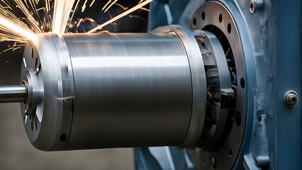 Detailed close-up of interlocking metal gears inside an industrial machine, highlighting the polished surface and light reflections.