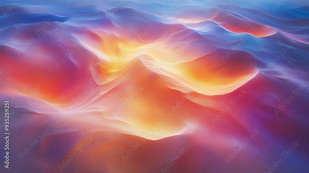 Poster crystalline desert of rainbow sands desert where the sand grains are tiny crystals that refract ligh