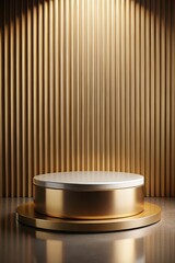 Gold Podium with White Top and Striped Background